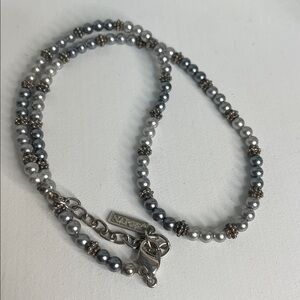 Napier Silver and Grey Faux Pearl Necklace